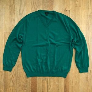 J Crew Merino Wool V-Neck Sweater Green L